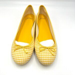 JCrew J.Crew Womens Size‎ 8.5 Yellow White Gingham Ballet Flats Shoes